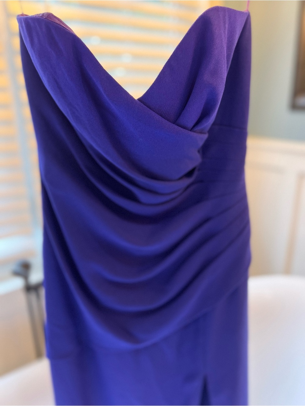 Strapless Draped Evening Gown in Rich Purple
